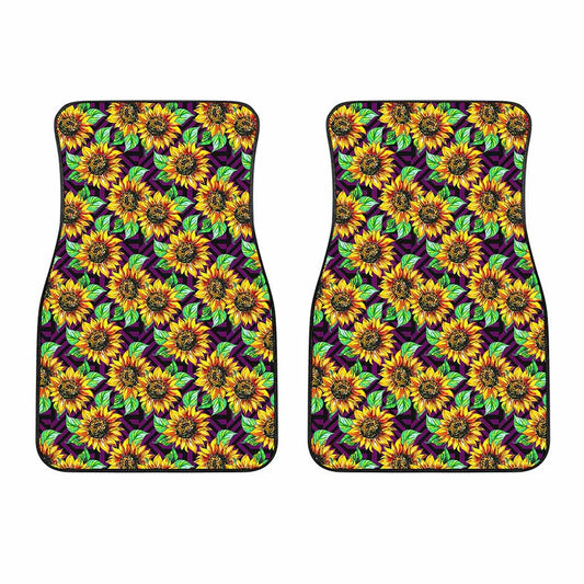 Purple Trippy Sunflower Pattern Print Front Car Floor Mats