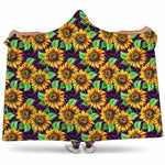 Purple Trippy Sunflower Pattern Print Hooded Blanket