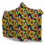 Purple Trippy Sunflower Pattern Print Hooded Blanket
