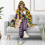 Purple Trippy Sunflower Pattern Print Hooded Blanket