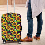 Purple Trippy Sunflower Pattern Print Luggage Cover GearFrost