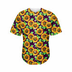 Purple Trippy Sunflower Pattern Print Men's Baseball Jersey