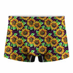 Purple Trippy Sunflower Pattern Print Men's Boxer Briefs