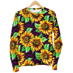 Purple Trippy Sunflower Pattern Print Men's Crewneck Sweatshirt GearFrost