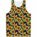 Purple Trippy Sunflower Pattern Print Men's Tank Top