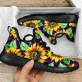 Purple Trippy Sunflower Pattern Print Mesh Knit Shoes