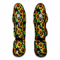 Purple Trippy Sunflower Pattern Print Muay Thai Shin Guards