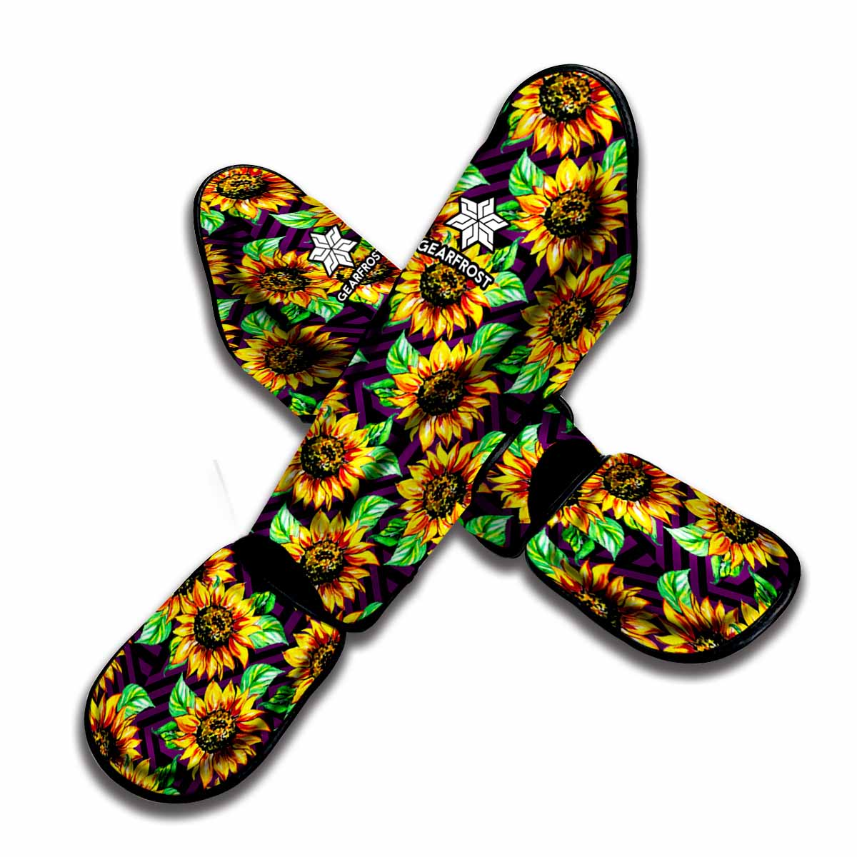 Purple Trippy Sunflower Pattern Print Muay Thai Shin Guard