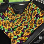 Purple Trippy Sunflower Pattern Print Pet Car Back Seat Cover