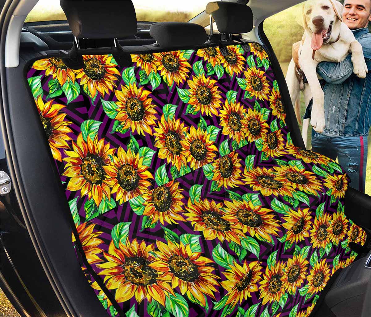 Stripe Sunflower Pattern Print Car Seat Belt Covers