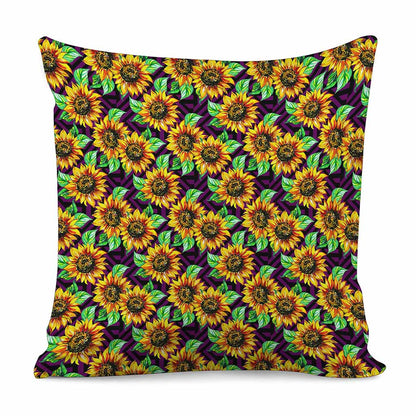 Purple Trippy Sunflower Pattern Print Pillow Cover
