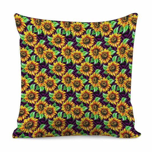 Purple Trippy Sunflower Pattern Print Pillow Cover