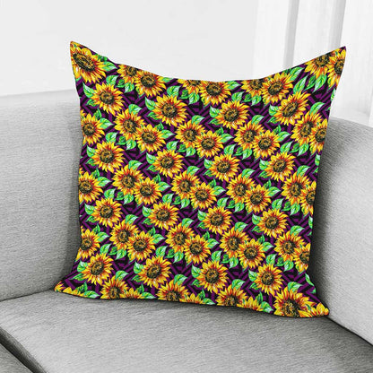 Purple Trippy Sunflower Pattern Print Pillow Cover