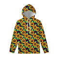 Purple Trippy Sunflower Pattern Print Pullover Hoodie