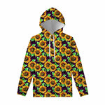 Purple Trippy Sunflower Pattern Print Pullover Hoodie