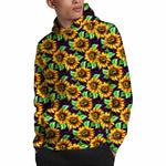 Purple Trippy Sunflower Pattern Print Pullover Hoodie