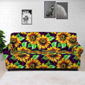 Purple Trippy Sunflower Pattern Print Sofa Cover