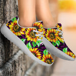 Purple Trippy Sunflower Pattern Print Sport Shoes GearFrost