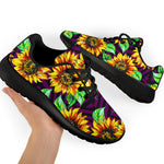 Purple Trippy Sunflower Pattern Print Sport Shoes GearFrost