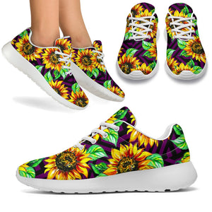 Purple Trippy Sunflower Pattern Print Sport Shoes GearFrost