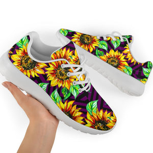 Purple Trippy Sunflower Pattern Print Sport Shoes GearFrost