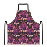 Purple Tropical Elephant Pattern Print Apron