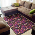 Purple Tropical Elephant Pattern Print Floor Mat