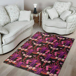 Purple Tropical Elephant Pattern Print Area Rug