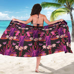 Purple Tropical Elephant Pattern Print Beach Sarong Wrap