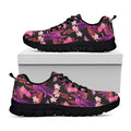 Purple Tropical Elephant Pattern Print Black Running Shoes