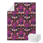 Purple Tropical Elephant Pattern Print Blanket