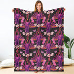 Purple Tropical Elephant Pattern Print Blanket