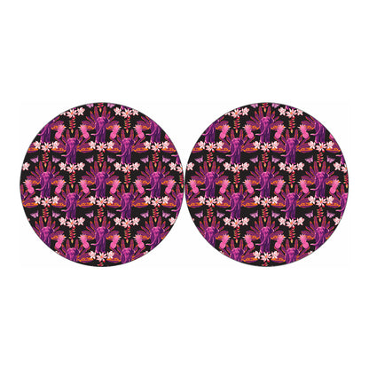 Purple Tropical Elephant Pattern Print Car Coasters