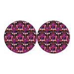 Purple Tropical Elephant Pattern Print Car Coasters