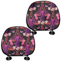 Purple Tropical Elephant Pattern Print Car Headrest Covers