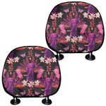 Purple Tropical Elephant Pattern Print Car Headrest Covers