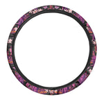 Purple Tropical Elephant Pattern Print Car Steering Wheel Cover