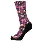Purple Tropical Elephant Pattern Print Crew Socks