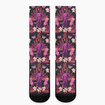 Purple Tropical Elephant Pattern Print Crew Socks