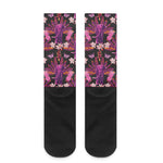 Purple Tropical Elephant Pattern Print Crew Socks