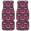 Purple Tropical Elephant Pattern Print Front and Back Car Floor Mats