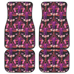 Purple Tropical Elephant Pattern Print Front and Back Car Floor Mats
