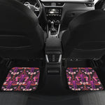 Purple Tropical Elephant Pattern Print Front and Back Car Floor Mats