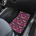 Purple Tropical Elephant Pattern Print Front and Back Car Floor Mats