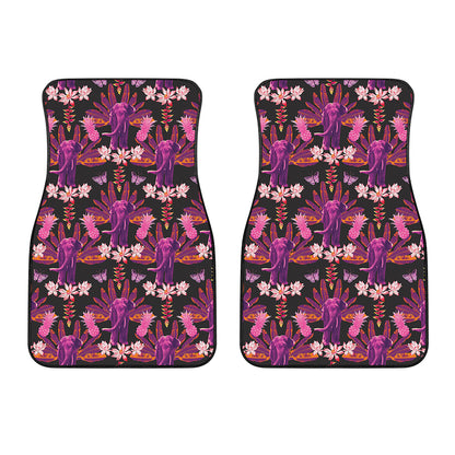 Purple Tropical Elephant Pattern Print Front Car Floor Mats