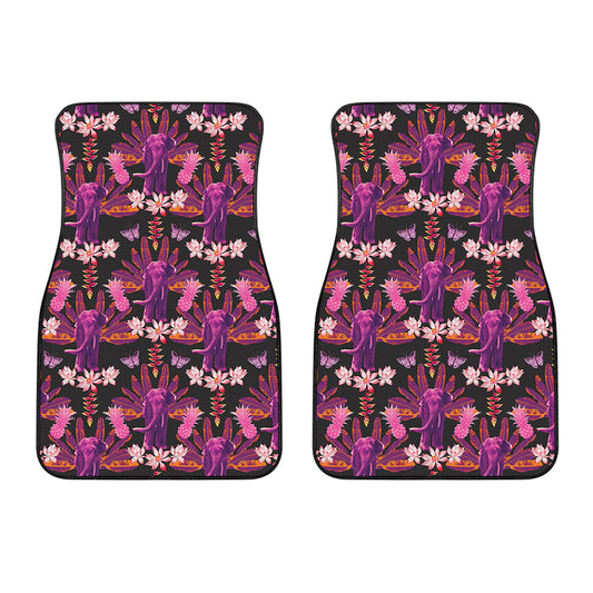 Purple Tropical Elephant Pattern Print Front Car Floor Mats