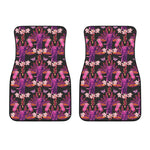 Purple Tropical Elephant Pattern Print Front Car Floor Mats