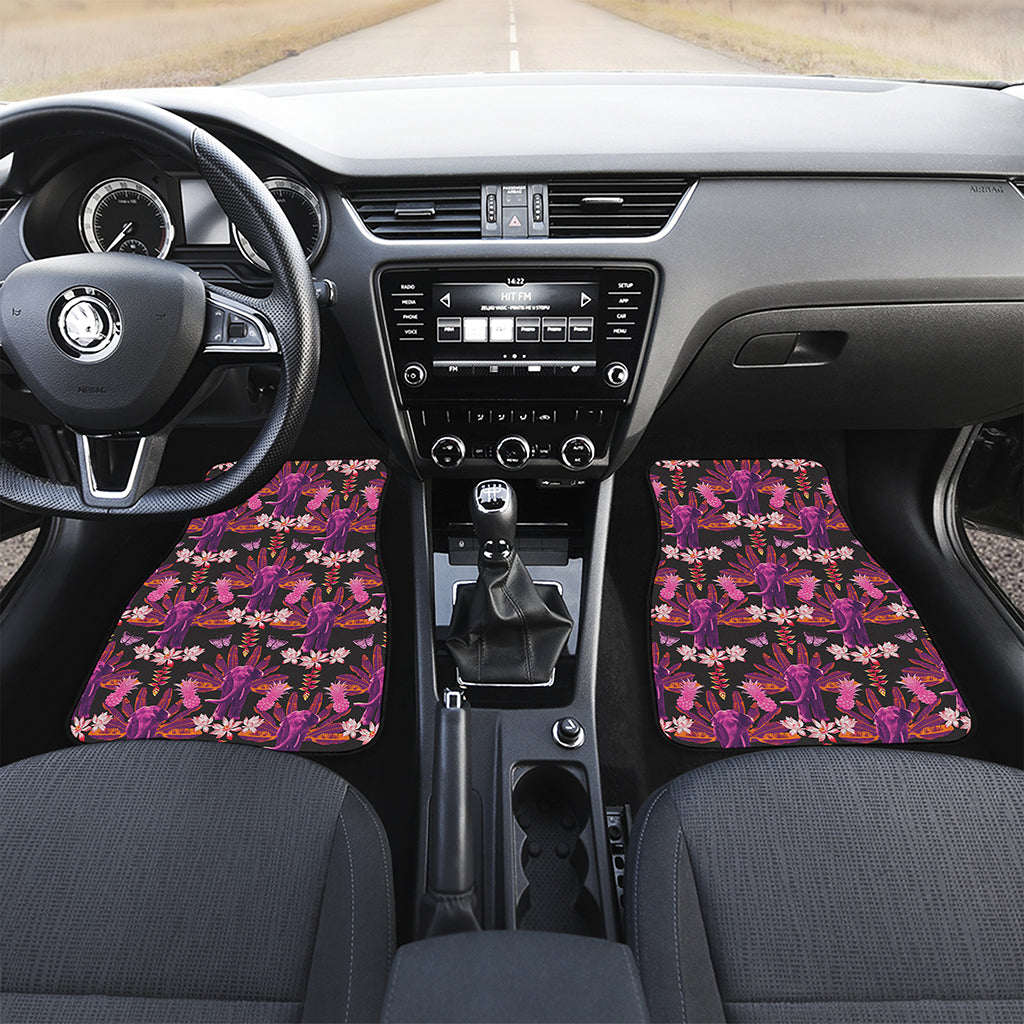 Purple Tropical Elephant Pattern Print Front Car Floor Mats