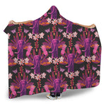 Purple Tropical Elephant Pattern Print Hooded Blanket