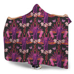 Purple Tropical Elephant Pattern Print Hooded Blanket